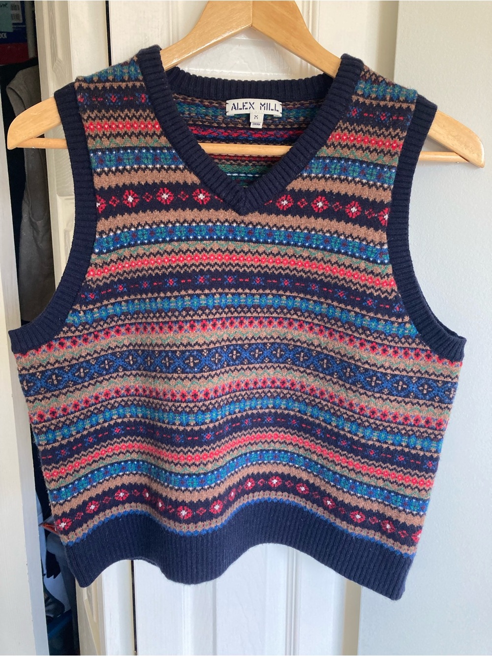 Alex Mill Multicolour Merino Fair Isle Vest size Medium